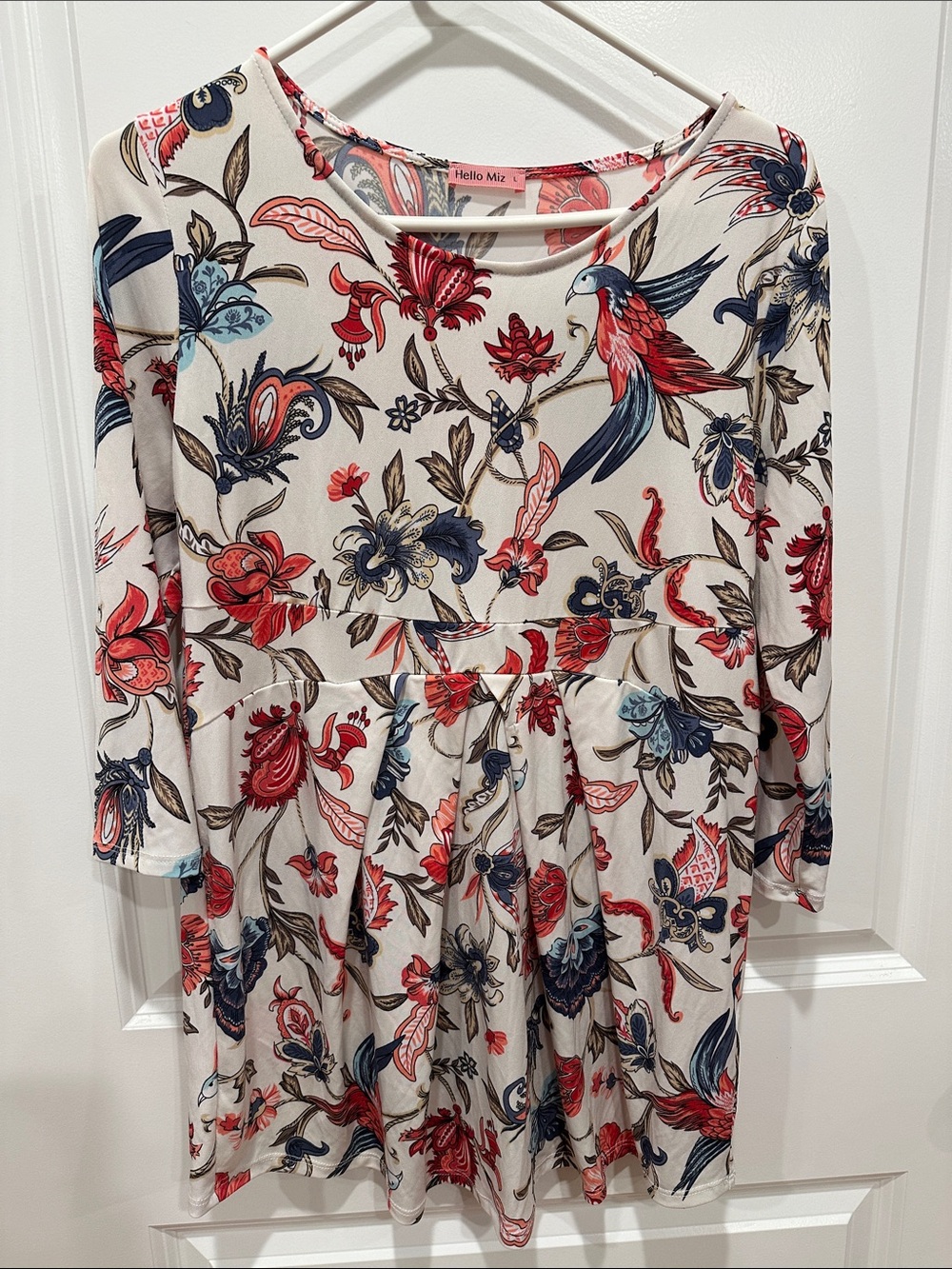 Hello MIZ Cream Floral-Print Long Sleeve Maternity Tunic